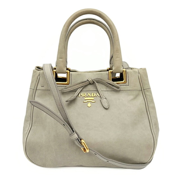 Prada Handbags - PRADA Gray Leather Shoulder Bag